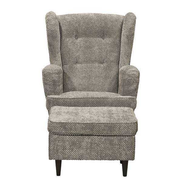 Fauteuil Marson Tissu, microfibre - Tissu structuré Vilja: Taupe - Avec repose-pieds