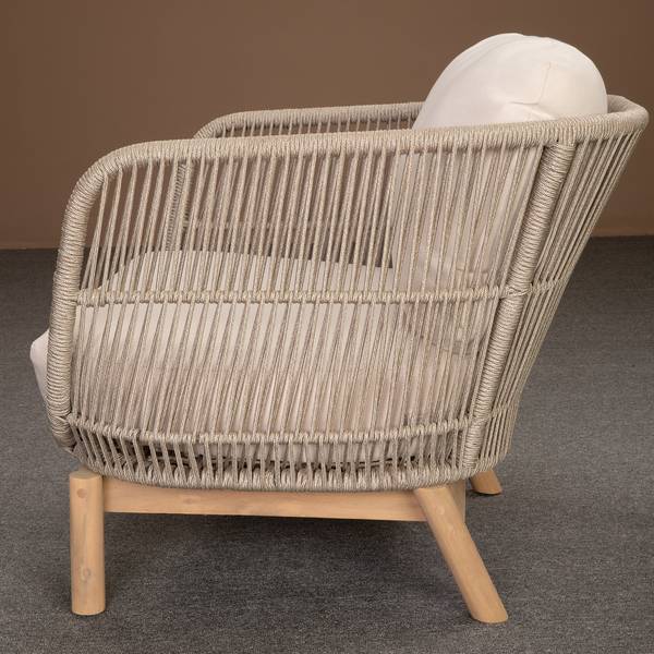 Loungeset Lysandra 4-teilig Akazie massiv / Polyester - Braun / Beige