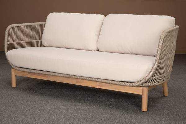 Loungeset Lysandra 4-teilig Akazie massiv / Polyester - Braun / Beige