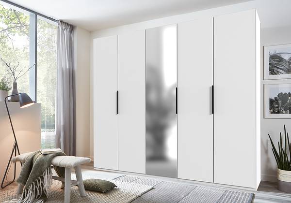 Armoire portes battantes Level36 216cm B Blanc - Largeur : 250 cm - Avec portes miroir