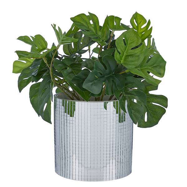 Portavaso DISCO Grès porcellanato / Vetro - Argento - Altezza: 13 cm