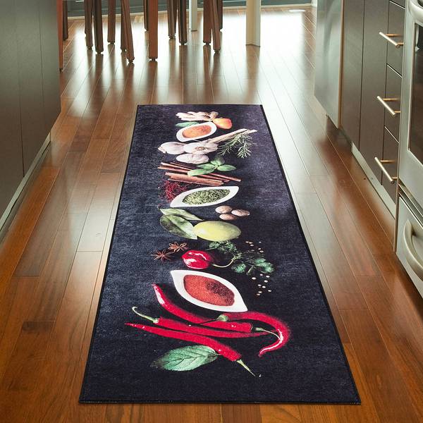 Passatoia Caimas 3007 Poliestere - Nero / Rosso - 50 x 180 cm