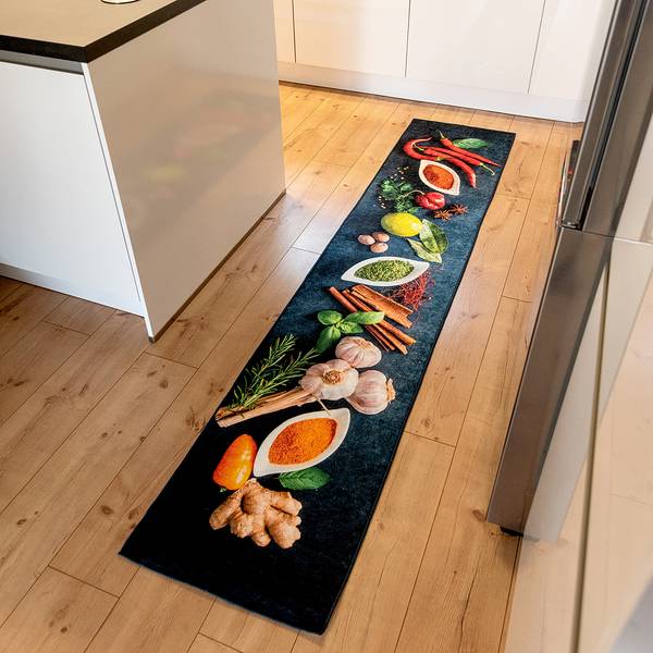 Passatoia Caimas 3007 Poliestere - Nero / Rosso - 50 x 180 cm