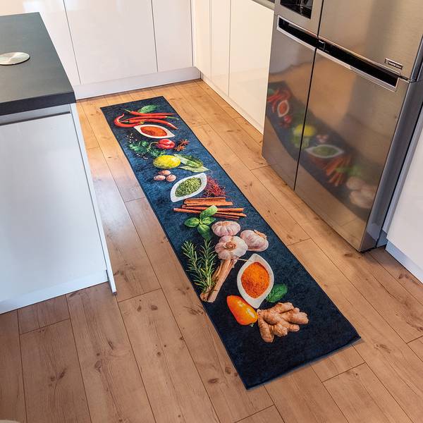 Passatoia Caimas 3007 Poliestere - Nero / Rosso - 50 x 180 cm