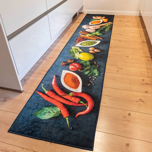 Passatoia Caimas 3007 Poliestere - Nero / Rosso - 50 x 180 cm