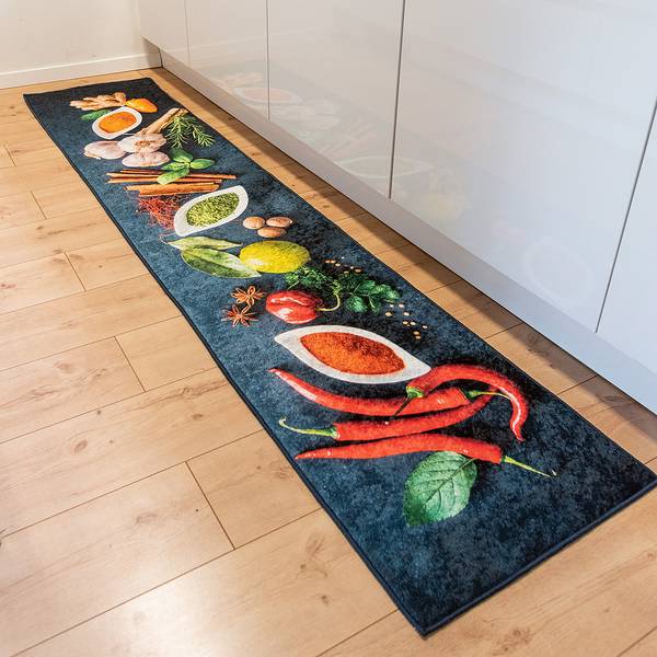 Passatoia Caimas 3007 Poliestere - Nero / Rosso - 50 x 180 cm