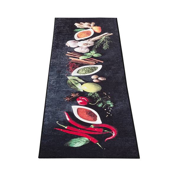 Passatoia Caimas 3007 Poliestere - Nero / Rosso - 50 x 180 cm