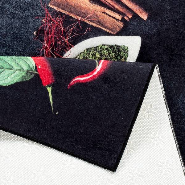 Passatoia Caimas 3007 Poliestere - Nero / Rosso - 50 x 180 cm