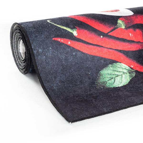 Passatoia Caimas 3007 Poliestere - Nero / Rosso - 50 x 180 cm