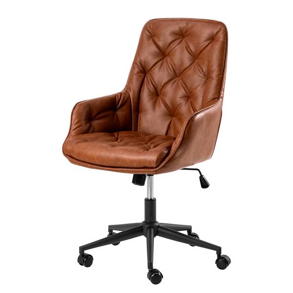 Sedia da ufficio OXWICH Similpelle / Acciaio - Cognac / Nero