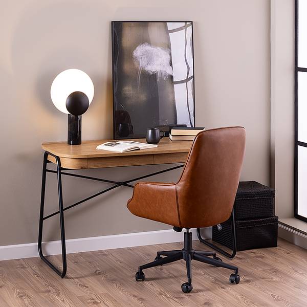 Sedia da ufficio OXWICH Similpelle / Acciaio - Cognac / Nero