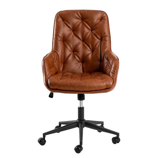 Sedia da ufficio OXWICH Similpelle / Acciaio - Cognac / Nero
