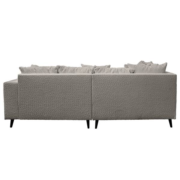 Ecksofa PRUNO mit Hocker Bouclé Stoff Abby: Dunkelgrau - Ottomane davorstehend links