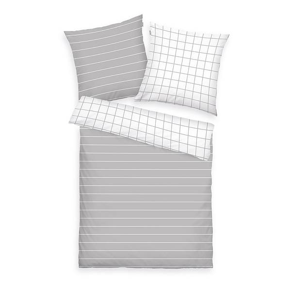 Renforcé-Bettwäsche Tom Tailor Typ C Baumwolle - Hellgrau / Weiß - 135 x 200 cm