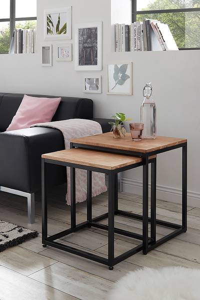 Beistelltisch Saatim 2er-Set Eiche / Schwarz