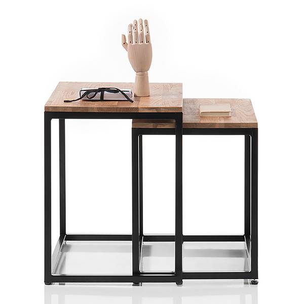 Beistelltisch Saatim 2er-Set Eiche / Schwarz