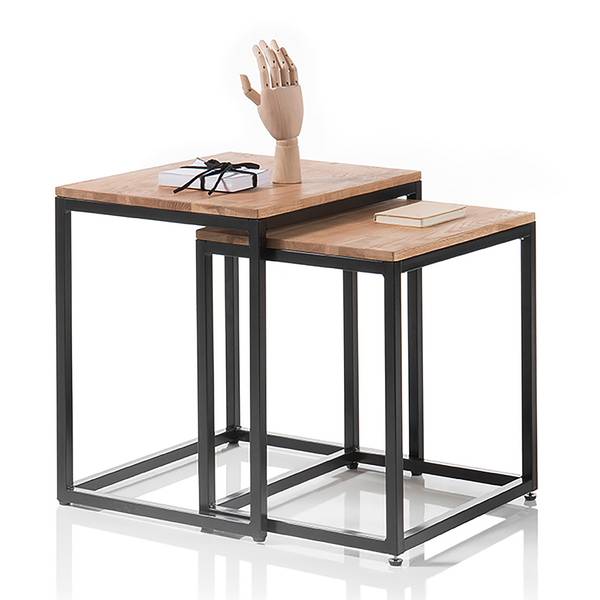 Beistelltisch Saatim 2er-Set Eiche / Schwarz