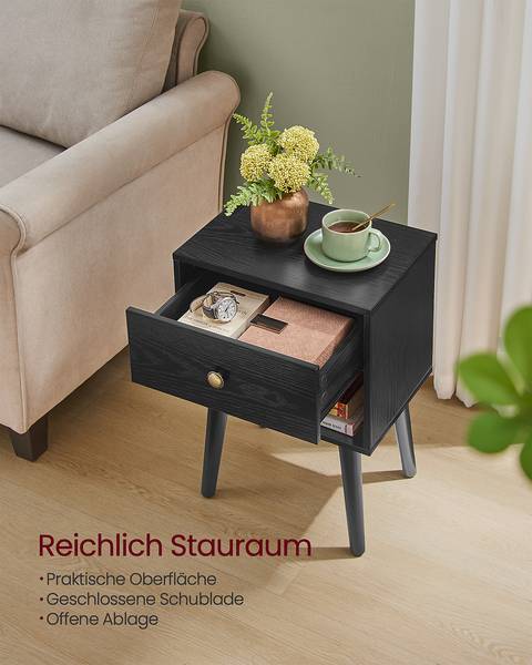 Comodino Ablam Effetto quercia nero marrone