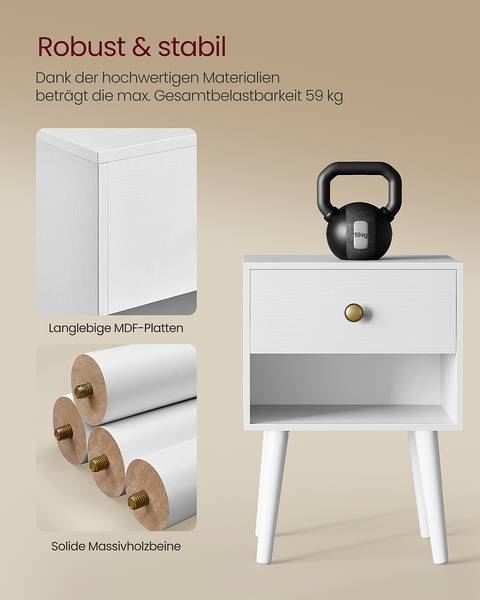 Nachtkommode Ablam 2er-Set Weiß