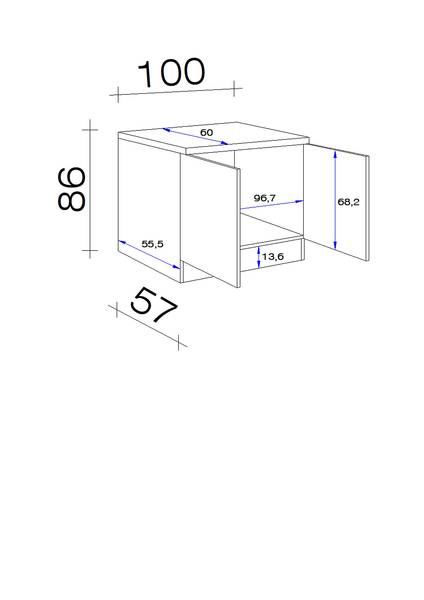 Unterschrank Stenkista 2 Türen Weiß - Holzwerkstoff - 100 x 86 x 60 cm