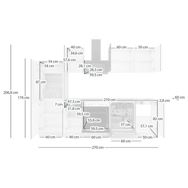 Küchenzeile OPTIkompakt Anthrazit E Rostrot - Ohne Elektrogeräte