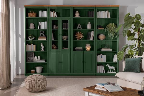 Massive Bücherwand LILLEHAMMER Typ G Kiefer massiv - Kiefer Waldgrün / Kiefer Honig