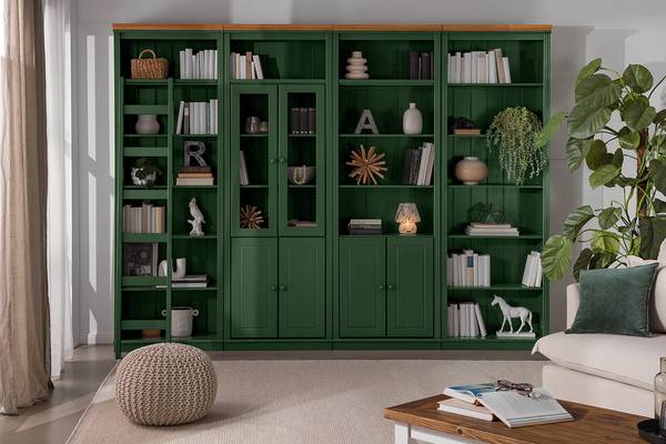 Massive Bücherwand LILLEHAMMER Typ G Kiefer massiv - Kiefer Waldgrün / Kiefer Honig