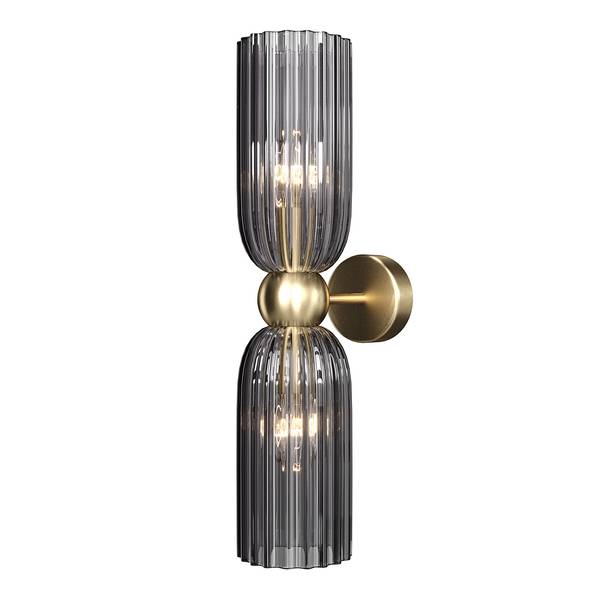 Lampada da parete Antic Vetro fumé / Mischmetal - 2 punti luce - Grigio