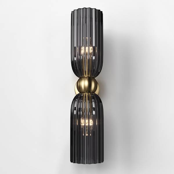 Lampada da parete Antic Vetro fumé / Mischmetal - 2 punti luce - Grigio