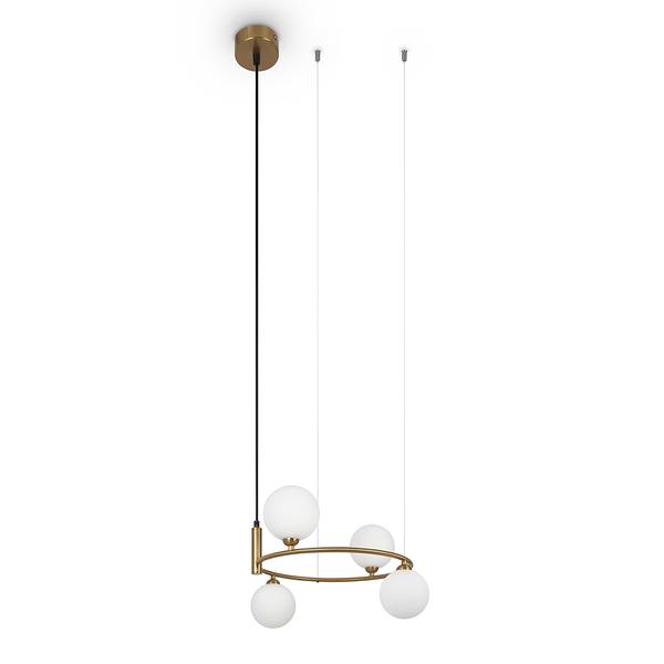 Lampada a sospensione Ring B Vetro opale / Mischmetal - Ottone - Numero di lampadine necessarie: 4