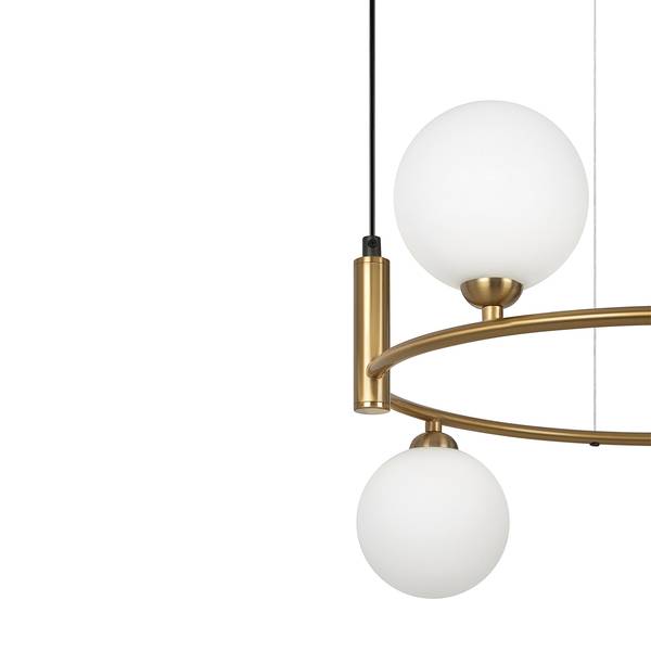 Lampada a sospensione Ring B Vetro opale / Mischmetal - Ottone - Numero di lampadine necessarie: 4