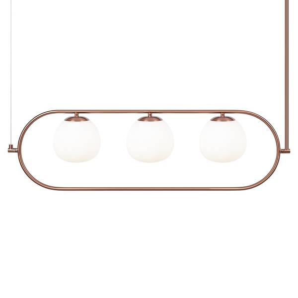 Pendelleuchte Erich Typ A Milchglas / Mischmetall - 3-flammig