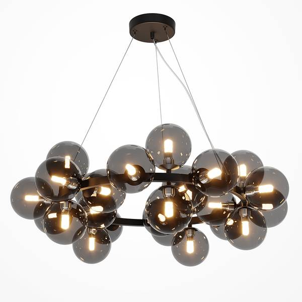 Lampada a sospensione Dallas A Vetro fumé / Mischmetal - 25 punti luce
