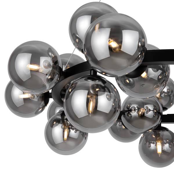 Lampada a sospensione Dallas A Vetro fumé / Mischmetal - 25 punti luce