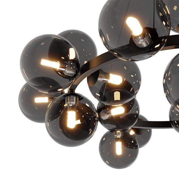 Lampada a sospensione Dallas A Vetro fumé / Mischmetal - 25 punti luce