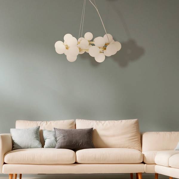 Pendelleuchte Dallas Typ B Milchglas / Mischmetall - 25-flammig