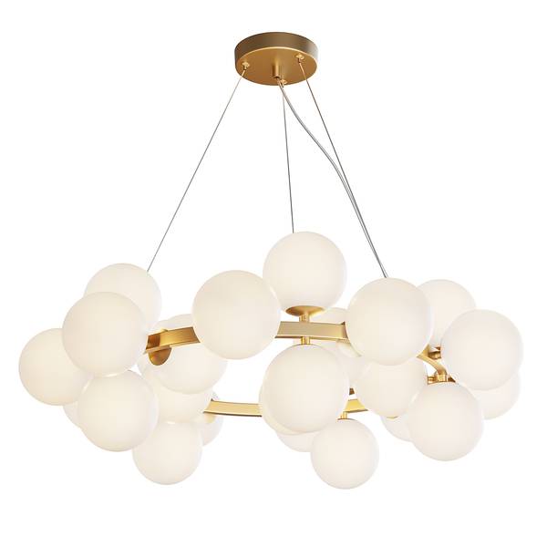 Pendelleuchte Dallas Typ B Milchglas / Mischmetall - 25-flammig