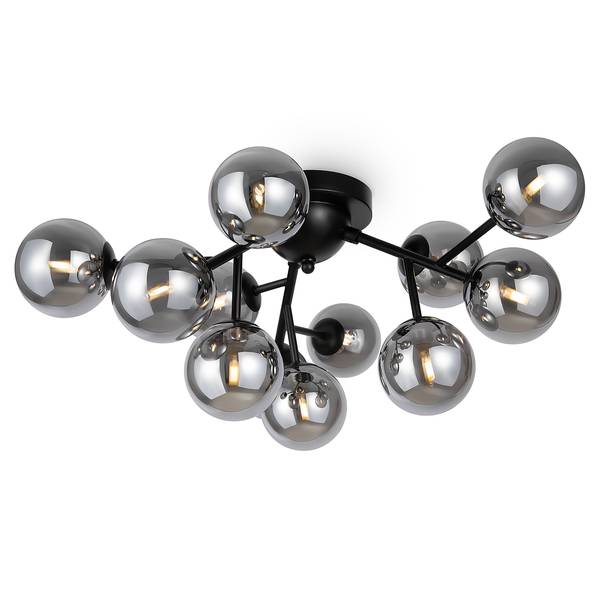 Plafondlamp Dallas type A rookglas/metaalmix - 12-lichts