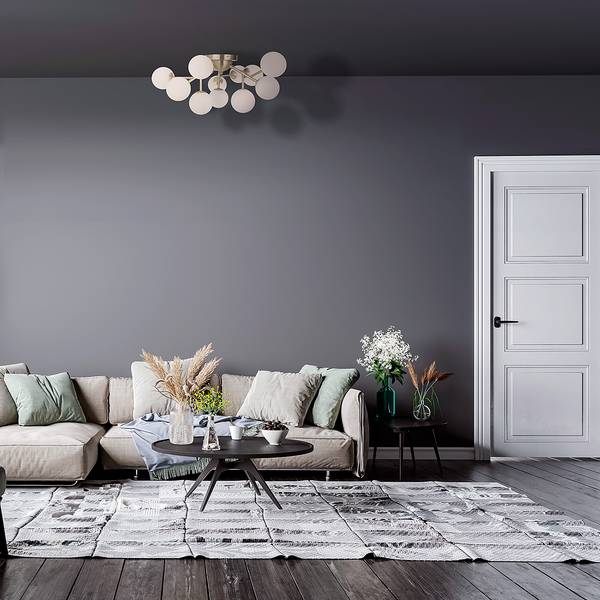 Lampada da soffitto Dallas B Vetro opale / Mischmetal - 12 punti luce