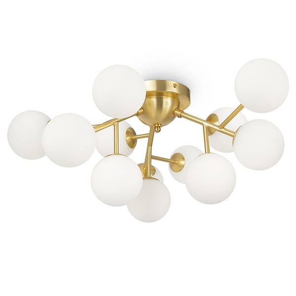 Lampada da soffitto Dallas B Vetro opale / Mischmetal - 12 punti luce