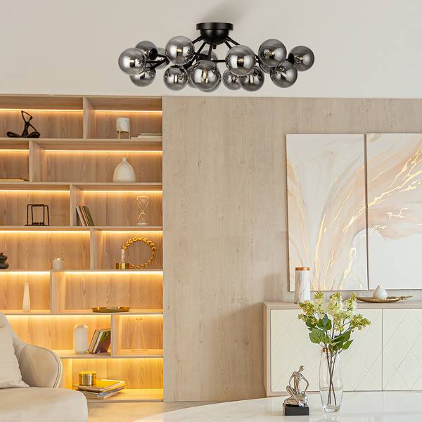 Deckenleuchte Dallas Typ C Rauchglas / Mischmetall - 20-flammig