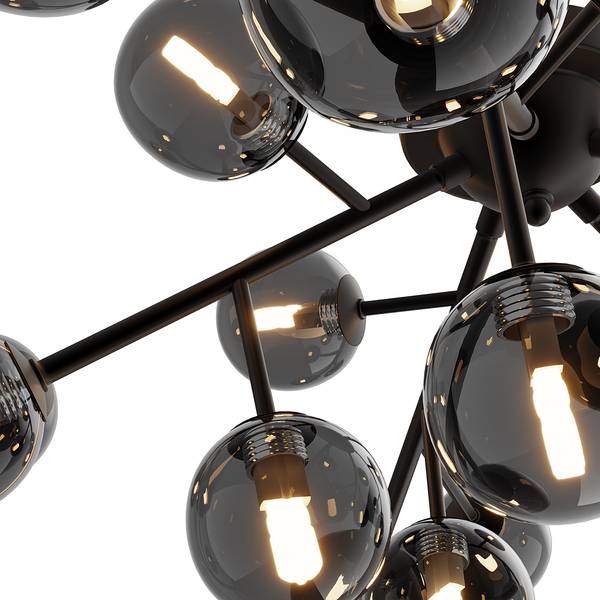 Deckenleuchte Dallas Typ C Rauchglas / Mischmetall - 20-flammig