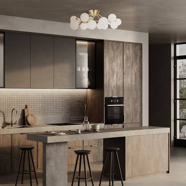 Lampada da soffitto Dallas D Vetro opale / Mischmetal - 20 punti luce