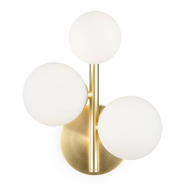 Lampada da parete Dallas A Vetro opale / Mischmetal - 3 punti luce