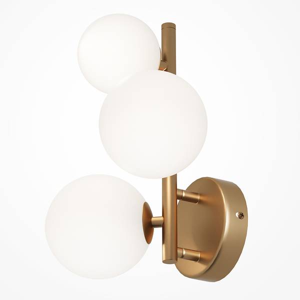 Lampada da parete Dallas A Vetro opale / Mischmetal - 3 punti luce