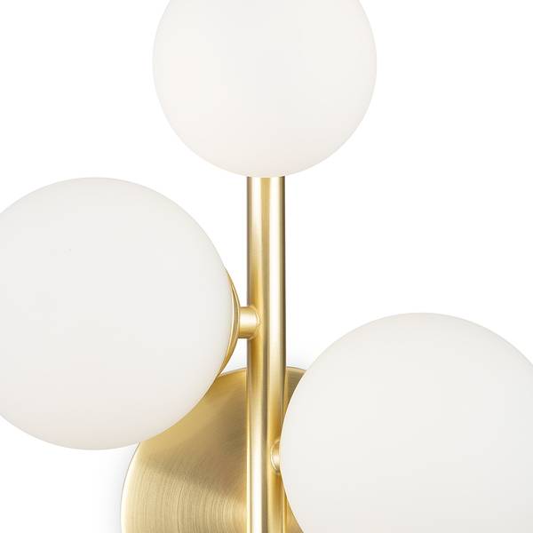 Lampada da parete Dallas A Vetro opale / Mischmetal - 3 punti luce