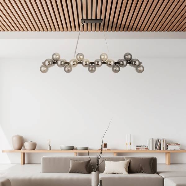 Pendelleuchte Dallas Typ C Rauchglas / Mischmetall - 25-flammig