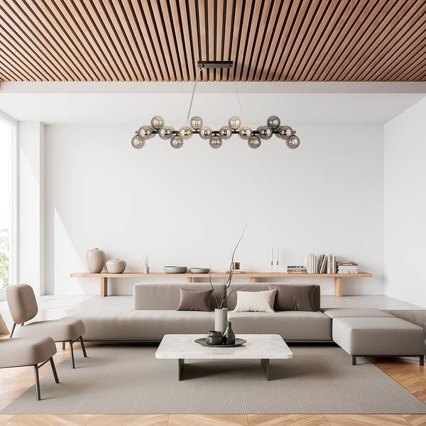 Pendelleuchte Dallas Typ C Rauchglas / Mischmetall - 25-flammig