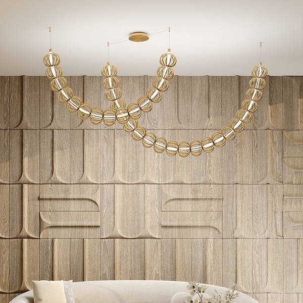 LED-hanglamp Golden Cage kunststof/metaalmix - 1-lichts