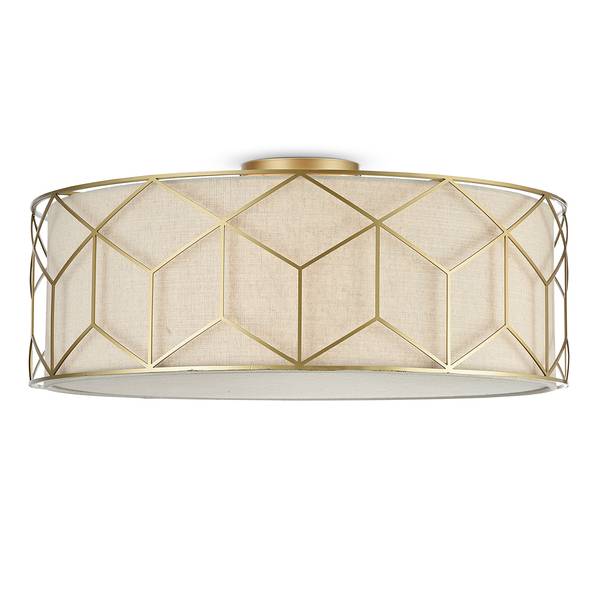 Deckenleuchte Messina Leinen / Mischmetall - 5-flammig - Durchmesser: 57 cm